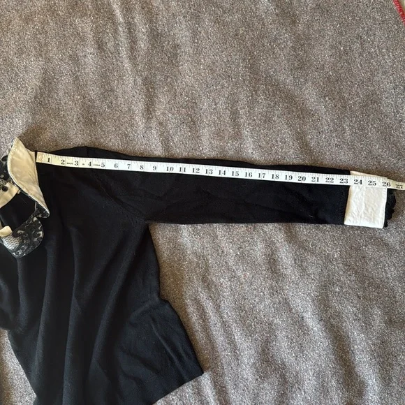 Alice + Olivia Black 100% Wool Sweater with Removable Lace Accents (Size S) - Picture 13 of 13
